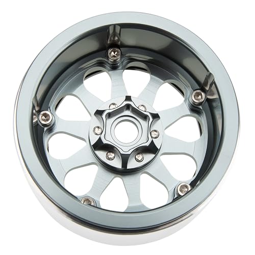 MEUS RACING 2.2 Beadlock Wheels Rims Deep-Dish Wheel for Axial SCX10 Traxxas TRX4 Vanquish VS4-10 Redcat Gen8 1/10 RC Crawler Upgrades (Titanium) - color: Titanium