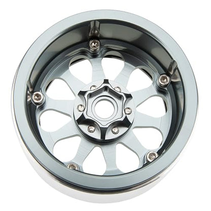 MEUS RACING 2.2 Beadlock Wheels Rims Deep-Dish Wheel for Axial SCX10 Traxxas TRX4 Vanquish VS4-10 Redcat Gen8 1/10 RC Crawler Upgrades (Titanium) - color: Titanium