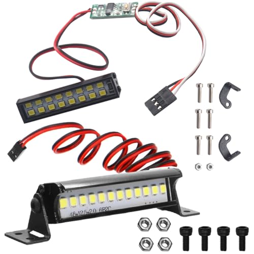 16LEDs RC Crawler Car LED Light Bar Roof Lamp Simulation Spotlight Kit 5-8.4V & RC 12 LED Light Bar Roof Lamp Spotlight Dome Light