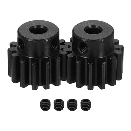 uxcell 2Pcs 1.5 Mod 14T Spur Gear 6mm Bore, 1045 Steel Pinion Gear Black Surface Treatment, 20° Pressure Angle, for Spur Rack and RC Model Car or Motor DIY(16mm) - size: 1.5 Mod 14T, 6mm x 16mm