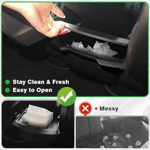 BestEvMod Rear Center Console Organizer for 2026 2025 Tesla Model Y Juniper | Trash Can with Lid Cover Rear Bin Backseat Storage Box Anti-Slip - size: 1 PCS - Console Organizer