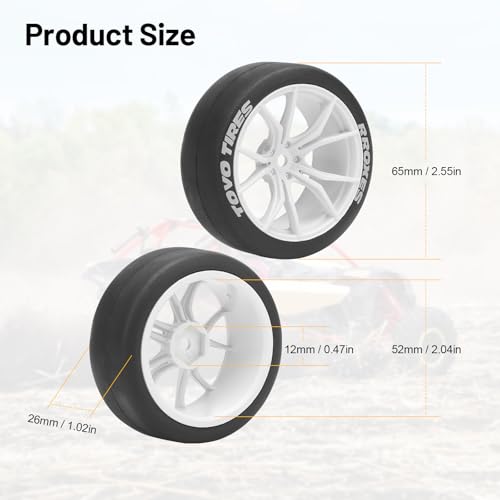 1/10 RC Drift Tires and Wheels, daitoku 12mm Hex Racing Truck Tires and Plastic Wheels Rims for Tamiya Traxxas HPI KYOSHO XV02 XV01 TT01 TT02 PTG2 A959 - Style A (White) - color: White
