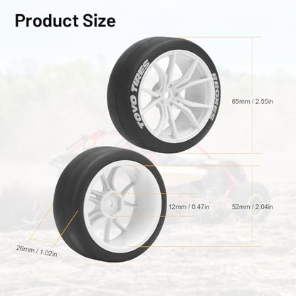 1/10 RC Drift Tires and Wheels, daitoku 12mm Hex Racing Truck Tires and Plastic Wheels Rims for Tamiya Traxxas HPI KYOSHO XV02 XV01 TT01 TT02 PTG2 A959 - Style A (White) - color: White