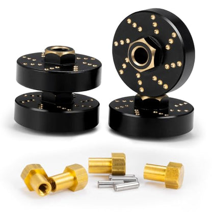 MOHERO 4Pcs 58g Brass Wheel Weights with 7mm Wheel Hex Hub Extended Wheel Spacers for 1/18 RC Crawlers TRX4M Bronco Defender K10 High Trail F150 Upgrades Parts