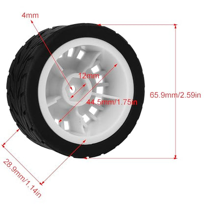 2.59" Rubber Tires & Nylon Wheel Rims 12mm Hex Hub Compatible with HSP Tamiya HPI Kyosho Redcat ExceedRC 1/10 On-Road Touring Car,WLtoys 1/14 144001 RC Buggy (white) - color: white