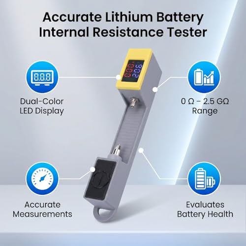 Battery Internal Resistance Meter for Li ion, Dual Color LED Lithium Battery Tester 0-2.5 G, Accurate Health Checker for RC Ebike Batteries