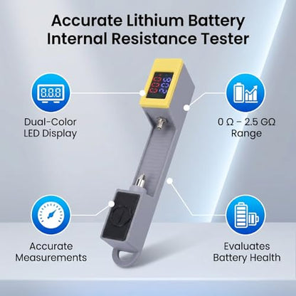 Battery Internal Resistance Meter for Li ion, Dual Color LED Lithium Battery Tester 0-2.5 G, Accurate Health Checker for RC Ebike Batteries