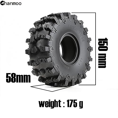 2.2 RC Crawler Tires Soft Rubber Mud Snow Swamper Tyres OD 150mm For 1/10 RC Rock Crawler Car Axial SCX10 90047 D90 TF2 Tamiya CC01 Traxxas TRX4 2.2 inch Beadlock Wheel Rims 4PCS