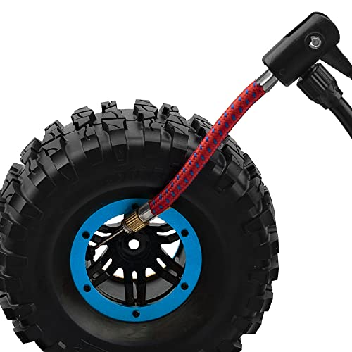 2.2" Rubber Tires Inflatable OD135mm & 12mm Hex Hub Plastic Beadlock Wheel Rims Compatible with Axial SCX10 Tamiya CC01 TF2 Traxxas 1/10 RC Monster Truck Crawler (Blue) - color: Blue
