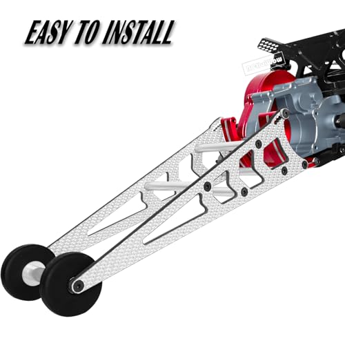 RC Wheelie Bar w/Mount Upgrades Part for 1/10 Slash Rustler Bandit 2WD(VXL),Carbon Fibre Wheelie Bar Kit Tail Wheel Head up Wheel Assembly Hops Up,Titanium - color: Titanium(1set)