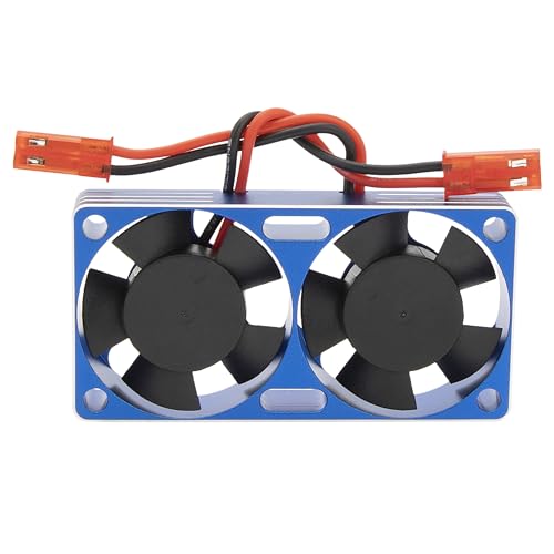 DKKY RC Motor Cooling Fan Heatsink 30mm Dual Fan for ARRMA Axial Traxxas 1/6 1/8 1/10 RC Crawler Car 3650 550 3660 4274 4068 4268 Motor (Blue) - color: Blue