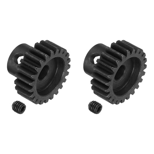 MECCANIXITY 2 Pcs RC 32P Hardened Pinion Gear 5mm Shaft, 23T Motor Gears Carbon Steel for 1/10 RC Model Car Boat Drone - style: 23T