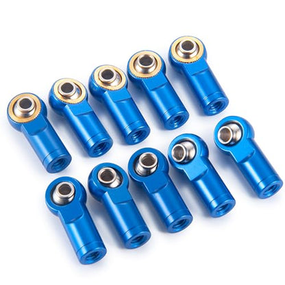 QUE-T 10Pcs Metal Left-Hand Thread Link Rod End M4 Ball Joint Head for RC Crawler Car Boat (Blue) - color: Blue