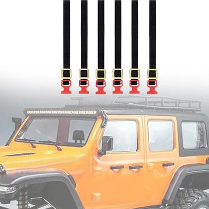 Menolana 6 Pieces Roof Rack Luggage Rope RC Crawler Elastic Straps RC Car Roof Rack Luggage Rope Adjustable Buckle Material Suitable for RC Crawler, Red - color: Red