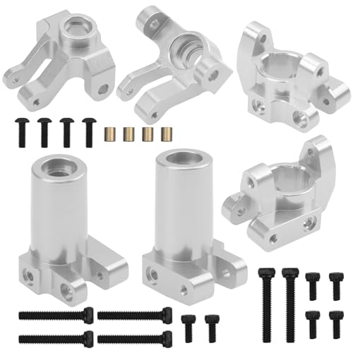 Metal C-Hubs Caster Blocks & Front Steering Blocks & Rear Stub Axle Upgrade Parts Compatible with MN128 MN86s MN86k MN86 G500 1/12 RC Crawler Car (Silver) - color: Silver