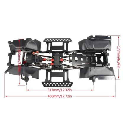 RC Car Parts for Wrangler Body 1/10 RC Crawler 313mm Wheelbase Metal for Chassis Frame with Planetary Gear 2 Speed Transmission Fender Flares Set(Chassis Set) - size: Chassis Set
