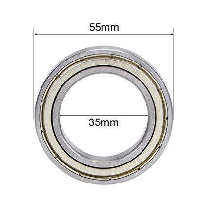uxcell 6907ZZ Deep Groove Ball Bearings Z2 35mm X 55mm X 10mm Double Shielded Carbon Steel 2pcs - size: 35mmx55mmx10mm