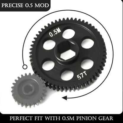 0.5Mod 57T & 59T Steel Spur Gear Main Gear CNC Machined Hardened Steel Upgrade for Arrma Granite Typhon Mojave Grom 1:18 1:16 1:14 Losi 1/12 RC Car Truck Replacement of #ARA311196 - size: 57T