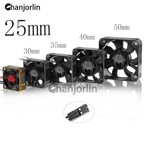 RC Car Metal Motors Cooling Fan 25mm 30mm 35mm 40mm 50mm RC Heatsink 28000RPM ESC Cooling Fans Glod-Black for 1/8 1/10 1/12 Truck Off Road Crawler Car 540 550 Brushless OR Brushed (25mm)