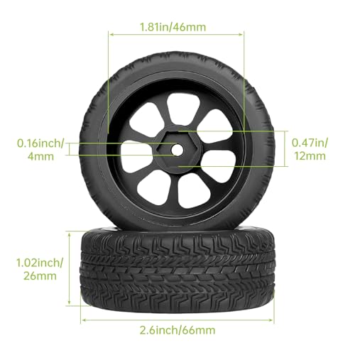 Preglued 2.64" OD Aluminum Metal 12mm Hex Wheels and Tires Set for 1/10 On-Road Racing RC Touring Cars Drift, Compatible with Traxxas 4Tec 2.0/3.0, Tamiya TT01 TT02, HPI RS4, Redcat(Color E) - color: Color E