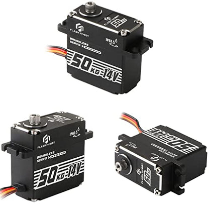 50kg 14V Waterproof IP67 Digital Brushless Servo Motor with 1/6，1/8, 1/10, 1/12 RC Crawler Car/Robot/Boat (180°)