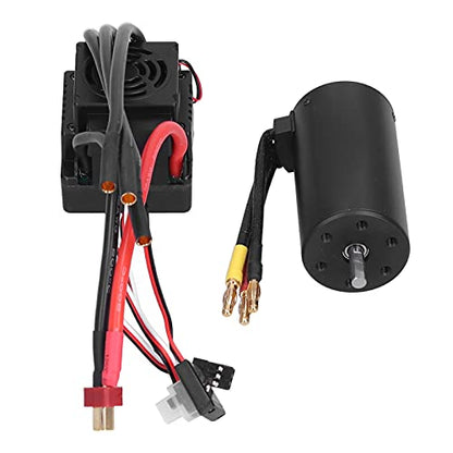 3670 2650KV Brushless Motor 120A ESC Combo High Power Brushless Motor System with Cooling Fan for 1/8 Scale RC Cars Aluminum Alloy Construction