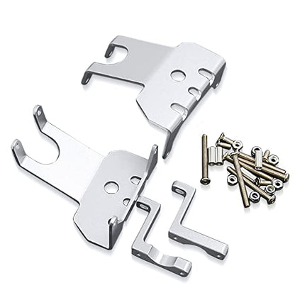 2PCS Aluminum Alloy Axle Protector Chassis Armor Protection Plate | RC Car Front & Rear Skid Plate Compatible with 90018 90048 90053 1/10 RC Crawler Car Upgrade Parts (Silver) - color: Silver