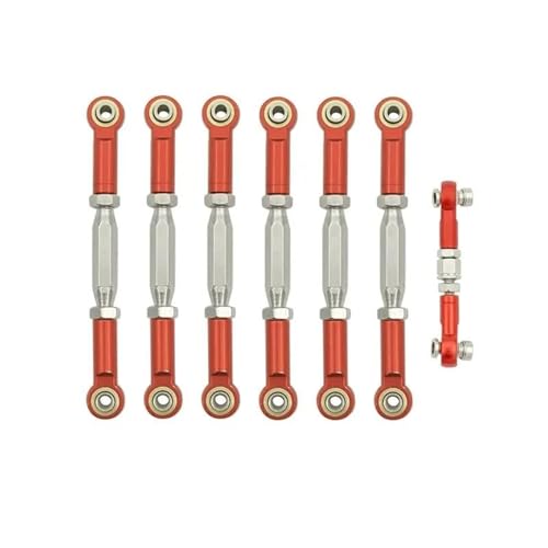 RC Car Rod Linkage Compatible with Traxxas for Slash 4X4/2WD 1/10 RC Car Upgrade Parts 1 Set 7 Pcs Metal Turnbuckle Camber Link End Adjustable Kit(Red) - color: Red
