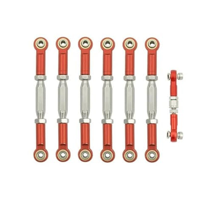 RC Car Rod Linkage Compatible with Traxxas for Slash 4X4/2WD 1/10 RC Car Upgrade Parts 1 Set 7 Pcs Metal Turnbuckle Camber Link End Adjustable Kit(Red) - color: Red