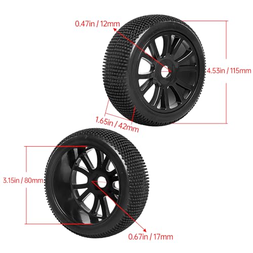 HobbyPark RC 1/8 Buggy Tires and Wheels 17mm Wheel Hex Hubs Foam Inserts for Arrma Typhon Redcat Team Losi VRX HPI HSP Hobao, Set of 4