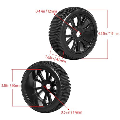 HobbyPark RC 1/8 Buggy Tires and Wheels 17mm Wheel Hex Hubs Foam Inserts for Arrma Typhon Redcat Team Losi VRX HPI HSP Hobao, Set of 4