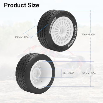 12mm Hex RC Car Tires and Wheels, daitoku 1/14 RC On-Road Drift Racing Tires for Tamiya M08/05/06 MF-01X - Style C (White) - style: Style C