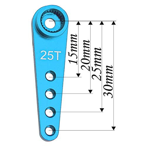 5Pcs ShareGoo 25T Servo Horn 37mm Metal 25 Teeth Extension Steering Arm Server Compatible with Futaba Savox Power HD HSP MG995 MG996 Servos for RC Car Truck (Blue) - color: Blue