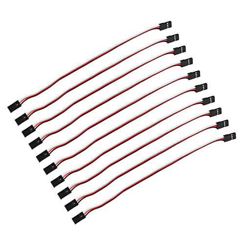 10PCS 3 Pin Servo Extension Cable Futaba JR RC Car Helicopter Aircraft Brass Core Connector Wire (200mm Female to Female) - size: 200mm female to female