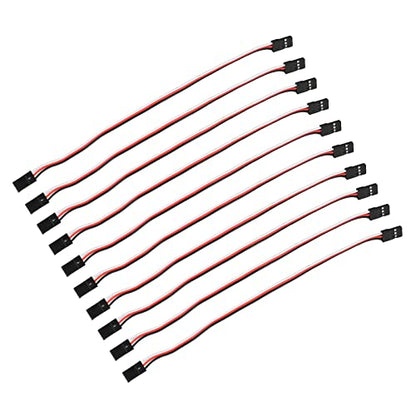 10PCS 3 Pin Servo Extension Cable Futaba JR RC Car Helicopter Aircraft Brass Core Connector Wire (200mm Female to Female) - size: 200mm female to female