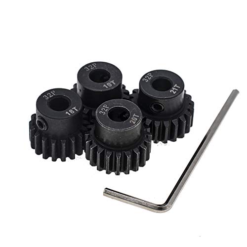 4pcs 32p Pinion Gear 5mm Set Hardened 18t 19t 20t 21t 32 Pitch Gears RC Upgrade Part with Screwdriver