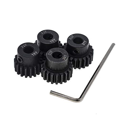 4pcs 32p Pinion Gear 5mm Set Hardened 18t 19t 20t 21t 32 Pitch Gears RC Upgrade Part with Screwdriver