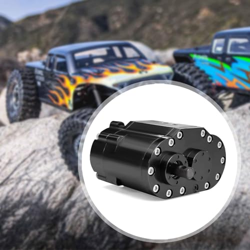 Yiju Transfer Case Gearbox RC Transmission Box Aluminum Alloy Construction Professional Double Speed RC Crawler Gear Set Suitable for Rock Crawling, Black - color: Black