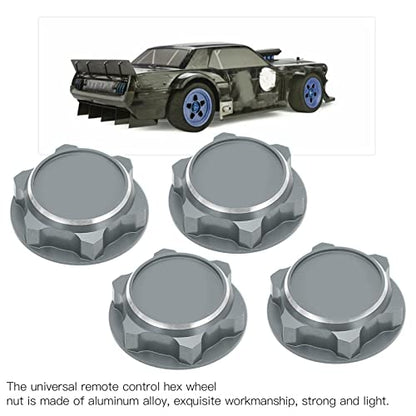 17mm Hex Wheel Nuts, 4pcs Aluminum Alloy 17mm Self Lock Hex Wheel Nuts Adapter Dustproof Caps for 1/8 RC Car Track Wheel Rims (Grey) - color: Grey