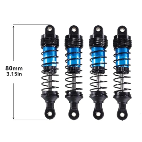 4PCs Upgraded Shock Absorbers Front ＆ Rear Hydraulic Shock Absorbers for MJX Hyper Go SCY Wltoys H16BM H14BM 14301 14302 14303 1/12 1/14 1/16 RC Car Upgrade Parts (80mm Blue) - color: 80mm Blue
