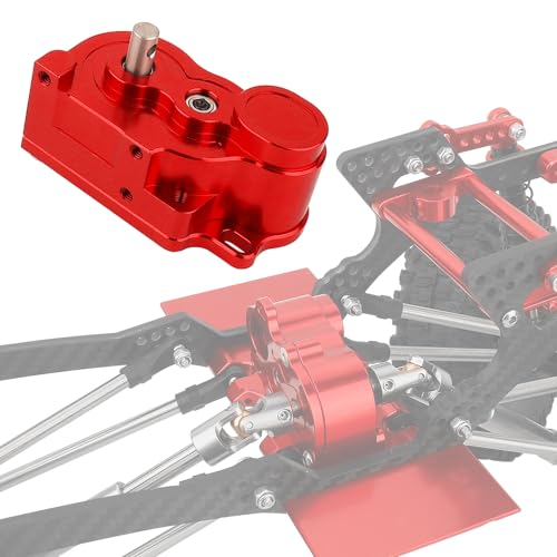 Ultra Light LCG Metal Transmission Low Speed Gearbox with Motor Gear for 1/10 RC Crawler SCX10 TRX4 TRX-4 RC4WD Capra Upgrade Part (red) - color: red