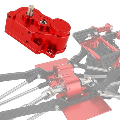 Ultra Light LCG Metal Transmission Low Speed Gearbox with Motor Gear for 1/10 RC Crawler SCX10 TRX4 TRX-4 RC4WD Capra Upgrade Part (red) - color: red
