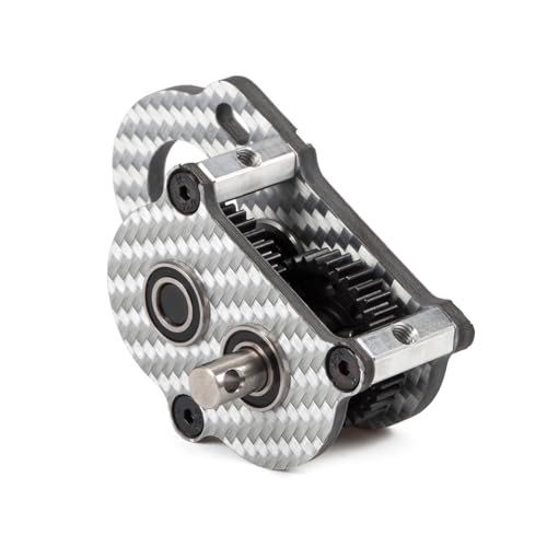 Performance Carbon Fiber Portal Transmission Gearbox for 1/10 RC Crawlers | 3:1 Gear Ratio, 36T 48P Spur Gear, White Carbon Case, Titanium Output Shafts, with Aluminum Axial 3 Gear Adapter Plate
