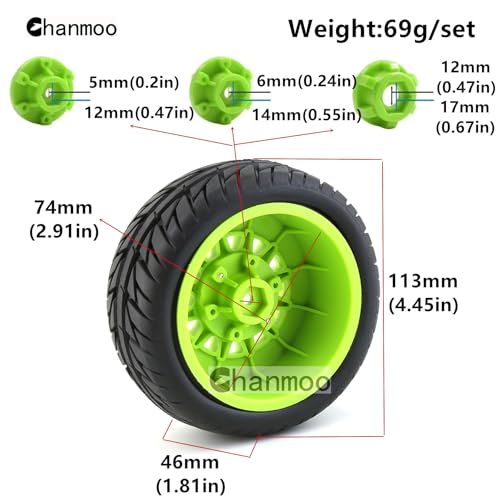 1/10 RC Short Course Truck Tires And Wheels With 12mm 14mm 17mm Hex 113mm 1/8 Rubber Tyres For 1/8 or 1/10 Scale On Road Car HSP Sonic 94102 GT PTG-2 Tamiya TT02 RC Racing Car 4PCS (Black B) - color: Black B