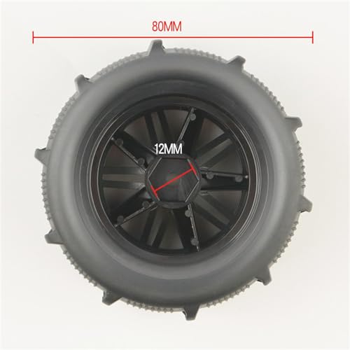 12mm Hex Hub RC Wheel Rims & Rubber Tires 1/10 1/12 1/14 1/16 1/18 Scale Beach Sand/Snow/Desert Off Road Crawler Truck Wheels Tires Compatible with WLtoys 144001 (4* Tires) - color: 4* Tires