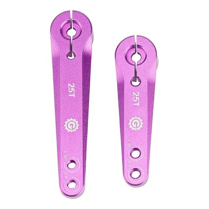 2PCS TGCWENG CNC Aluminum 25T Servo Horn Long Steering Servo Arms Compatible Futaba Savox Xcore HL HSP HD Power Rc Servos Suitable for RC Airplanes RC Plane Car (Purple)