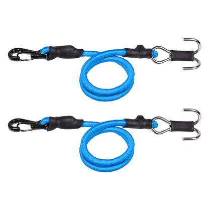 2pcs 280mm Elastic Strap Escape Rope Kinetic Winch Strap with Rescue Trailer Hook for 1/18 1/24 RC Crawler Car TRX4M High Trail SCX24 FCX24 (Blue) - color: Blue