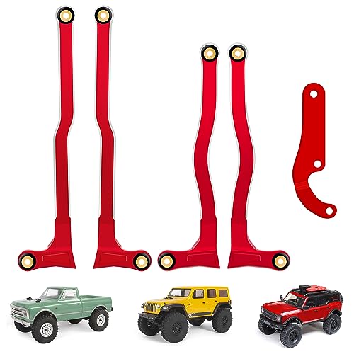 McCue RC Praying Mantis Link Tucked Inward Links High Clearance Links for Axial 1/24 SCX24 C10 JLU Bronco RC Crawler Upgrade Parts - 5 PCS (Red) - color: Red