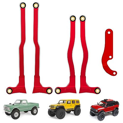 McCue RC Praying Mantis Link Tucked Inward Links High Clearance Links for Axial 1/24 SCX24 C10 JLU Bronco RC Crawler Upgrade Parts - 5 PCS (Red) - color: Red