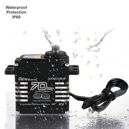 70KG High Torque,GX3270BLS Digital RC Servo, 180/270/360 Degree Metal Gear, IP68 Brushless Motor, Black (357 Degree) - style: 357 Degree